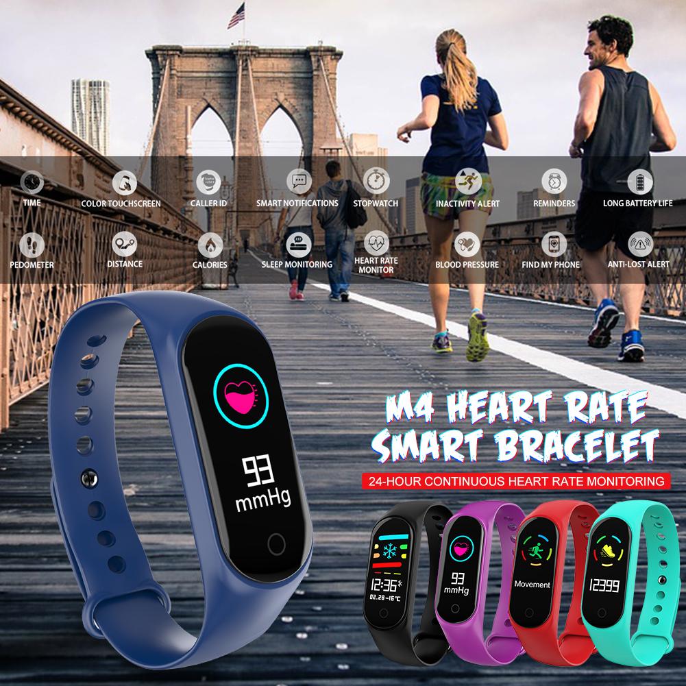 Sport Smart Bracelet Heart Rate Blood Pressure Calorie Sleep Monitor Remote Photo Taking Messages Calls Reminder Pedometer M4