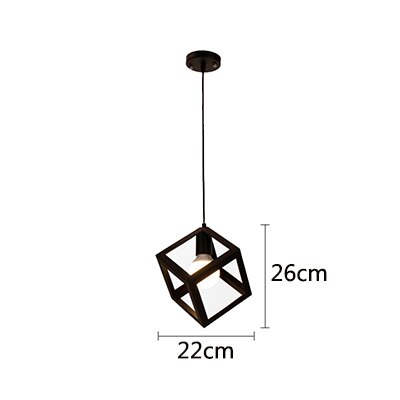 Retro industriel geometrisk sort led jern pendellamper indendørs belysning korridor restaurant soveværelse sengekasse hængelampe: K