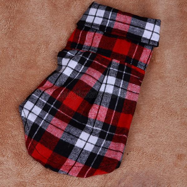 Camisa a cuadros para perros y mascotas, ropa de Festival para perros, camiseta de primavera y otoño con cuadrícula para gatos, disfraz para perros y Mascotas: Rojo / S