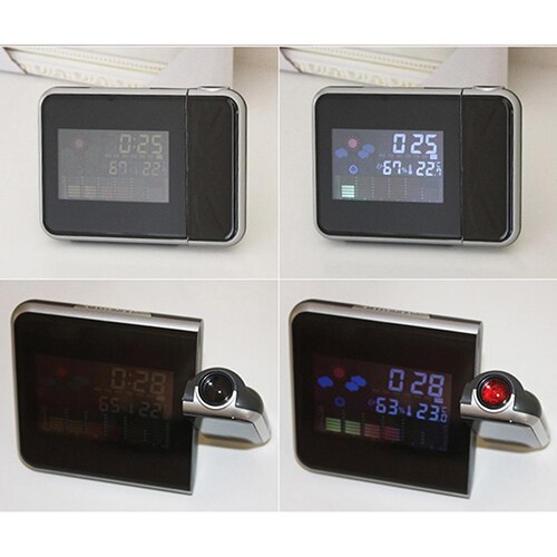 Multifunctionele digitale lcd-projectie, digitale wekker met led-display, achtergrondverlichting, weerstation, thermometer en kalender
