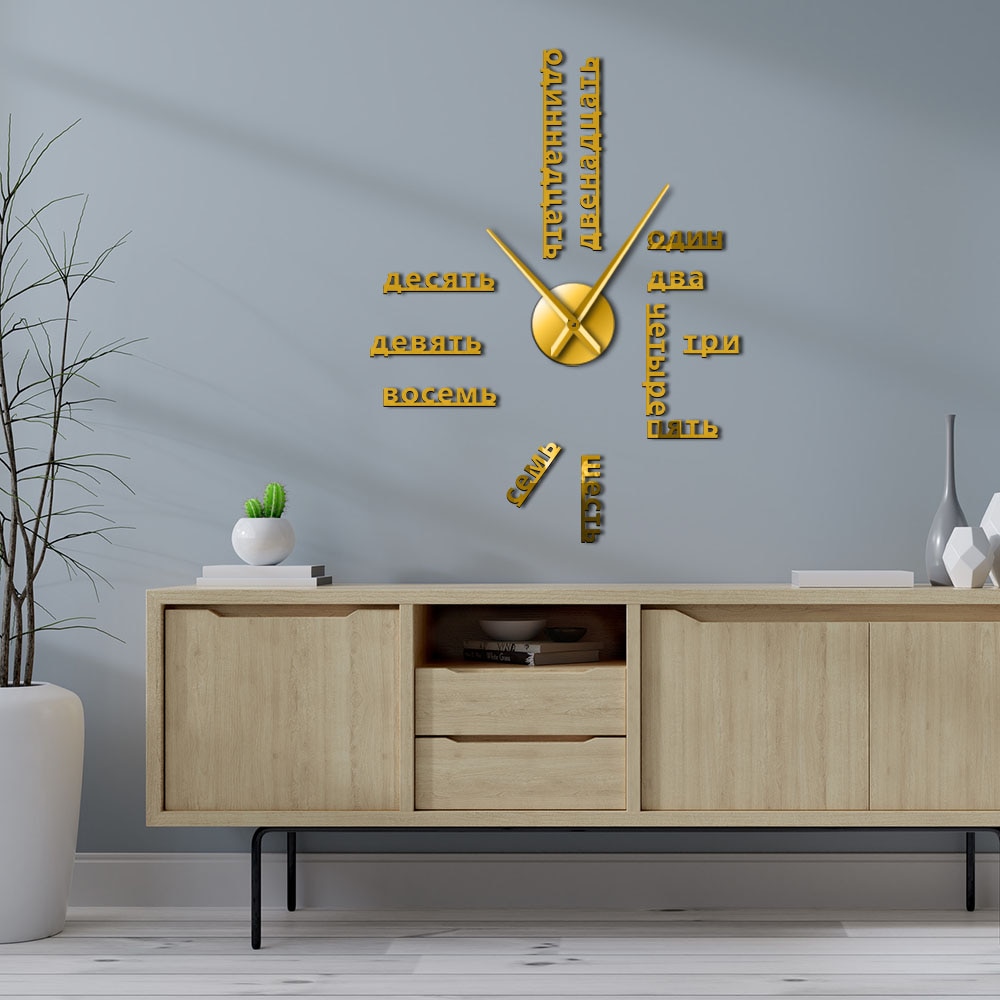 Ausländischen Sprache DIY Riesen Wanduhr Große Sowjet Russische Zahlen Große Uhr Baby Zimmer Vorschule Dekoration Russische Uhr