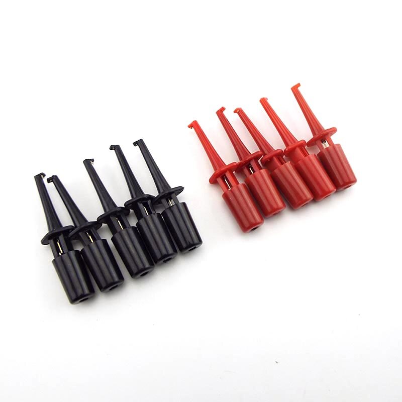 3 Size Test Hook Clip Probe Round flat Electronic Testing Hooks for Logic Analyzers Crocodile Clip Electric Connection: S 5red 5black