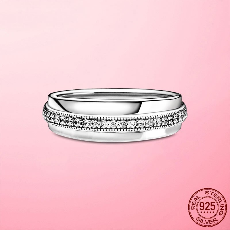Geluk Vinger Ringen Echt 925 Sterling Zilver Triple Band Pave Ring Vrouwelijke Ring Voor Vrouwen Bruiloft Engagement Zilveren Sieraden Diy