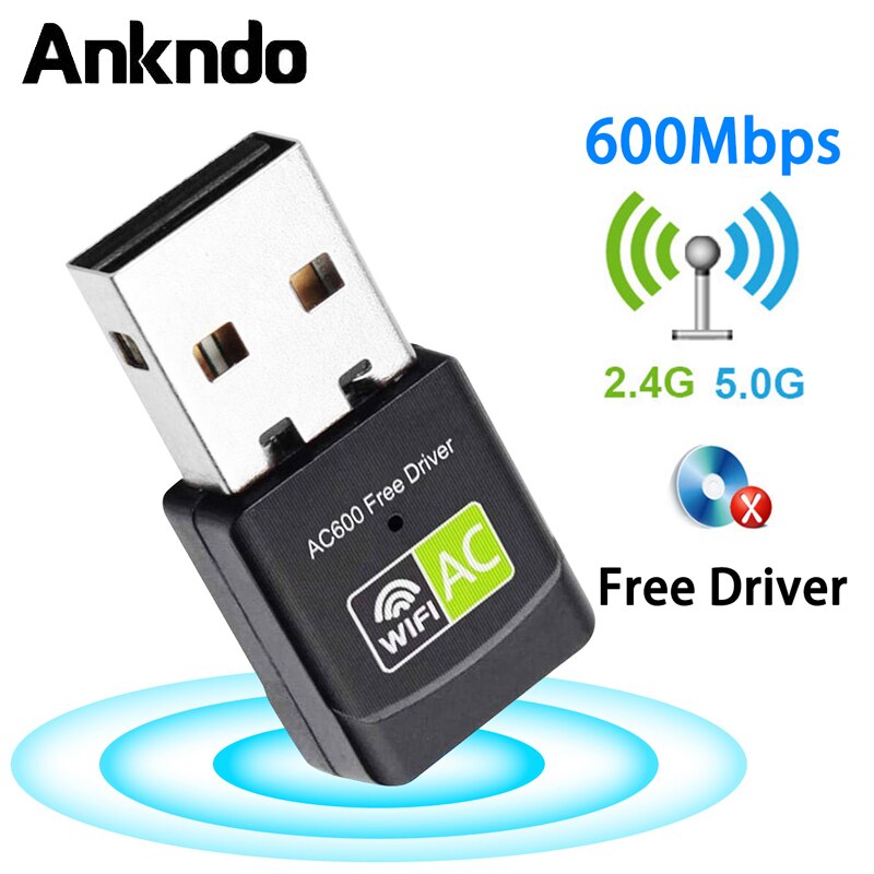Adaptador Wifi de 600Mbps, tarjeta de red inalámbrica de doble banda, 2,4G/5G, adaptador Usb, receptor de ordenador sin controlador