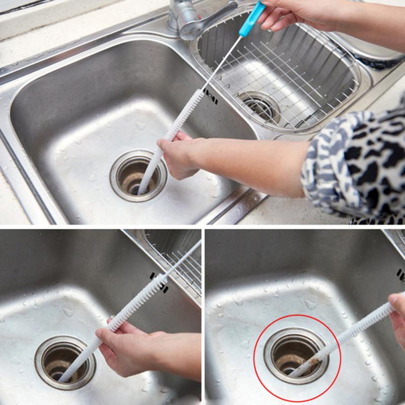 71CM Pipe Cleaning Brush Home Bendable Sink Tub Toilet Dredge Pipe Snake Brush Brush Tools Bath Kitchen Accessories