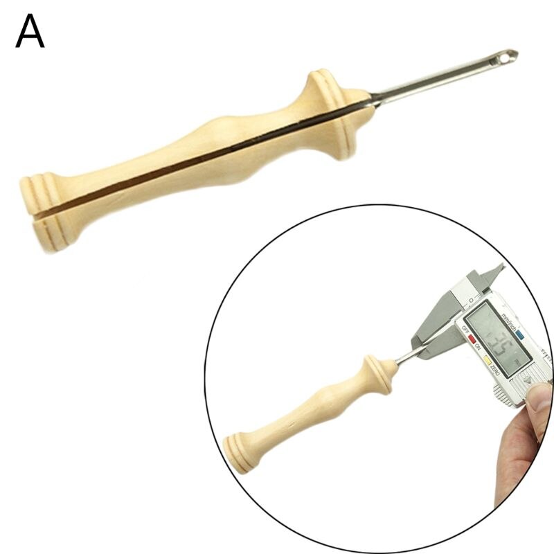 Strikning broderi punch tråder nål pen side spalte sy tilbehør diy træ håndtag vævning værktøj håndværk: -en