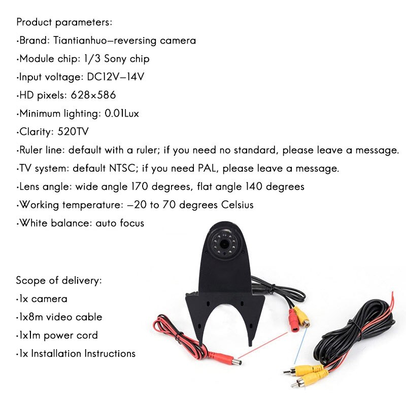 Câmera de visão traseira reversa do carro 8 led câmera de backup à prova dwaterproof água para mercedes benz viano sprinter vito veículo infravermelho