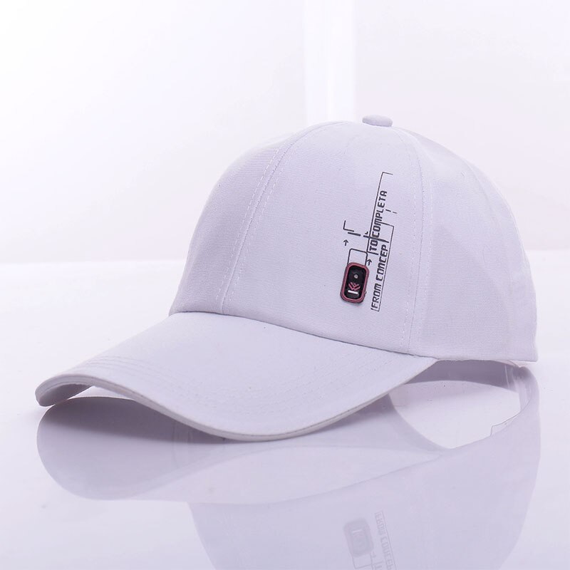 Zomer Baseball Cap Mannen Soild Brief Afdrukken Sport Zonnehoed Outdoor Ongedwongen Verstelbare Snapback Cap Mannelijke Katoen Vader Hoeden: white