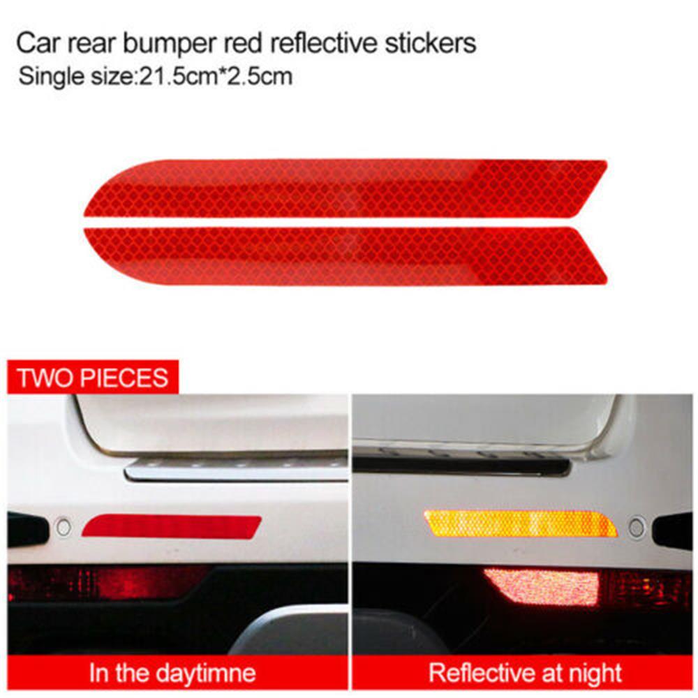 Bande réfléchissante pour voiture, 2 pièces, autocollant d&#39;avertissement de sécurité pour véhicules, accessoires de voiture: red