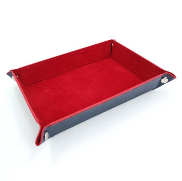 Dobbeltsidet terningeholder terningebakke læder foldebakke fløjl til rpg dnd bordspil opbevaring d&amp;d kort memo holder organizer: Rød
