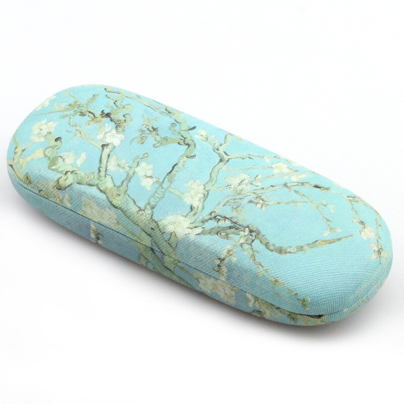 Funda de gafas de pintura al óleo para mujer funda de gafas de lectura de cuero duro para hombre Retro Unisex estampado Floral Protector de gafas: T1