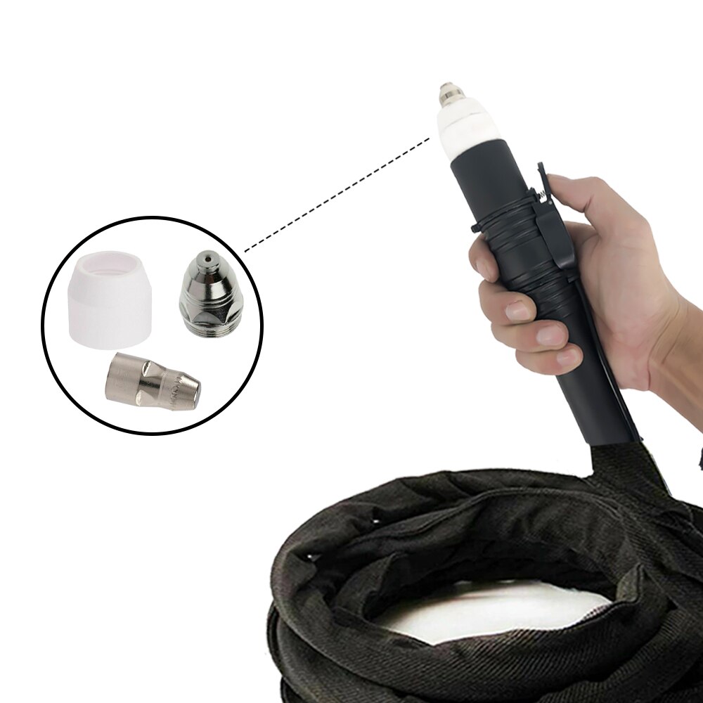 P80 Air Plasma Cutting Torch Pilot Arc 10/16/23 Feet Industrial Grade CNC Auto Cutter Mahchine Burner Black Straight