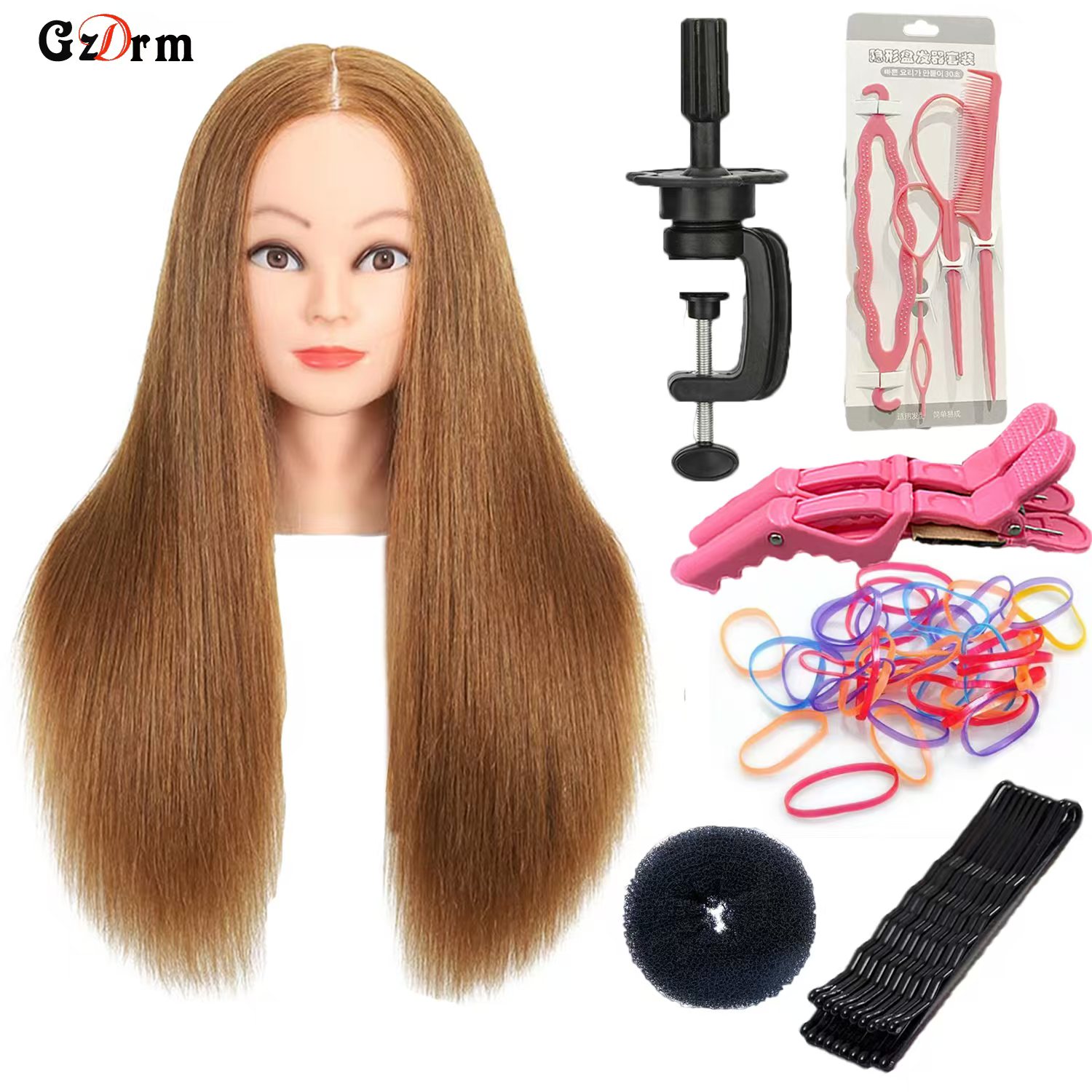 Cabeza de maniquí, cabeza de entrenamiento para peluquería trenzada, 100% de fibra de alta temperatura, maniquí femenino, cabeza de muñeca de entrenamiento