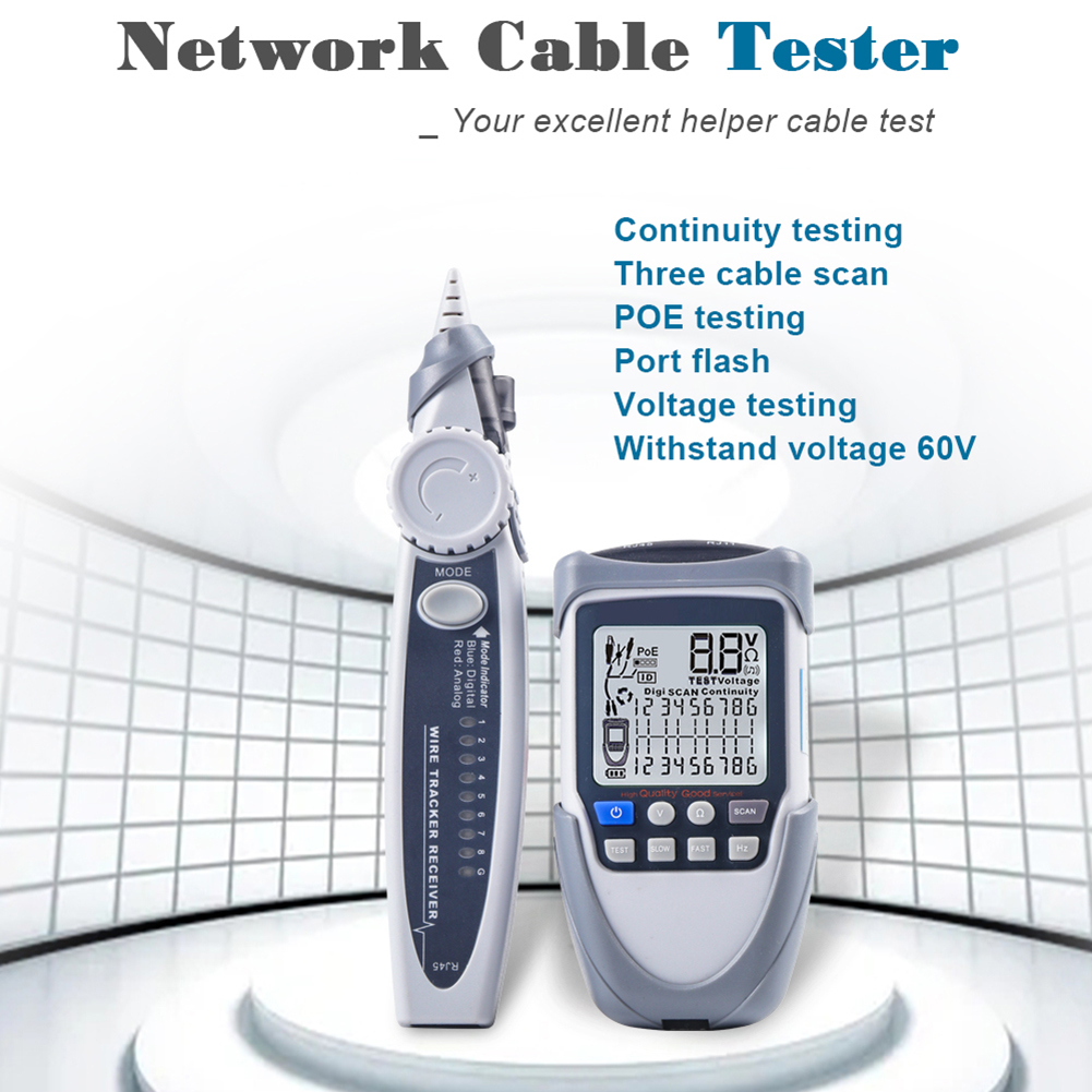 ET612 / ET613 LCD Digital Network Cable Tester Tracker POE Wire Checker Tracker Continuity POE Wire Wiremap Checker Scan Tools