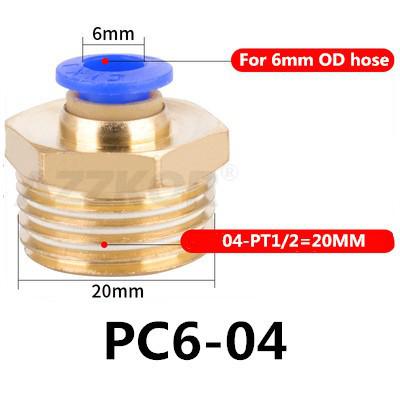 5 kpl pc pneumaattinen letkuliitin ilmakompressorin osat suora työntöpaineilmaliitin 1/2 " 1/4 " 3/8 " 1/8 " m5 uros -4 6 8 10 12: Pc6-04