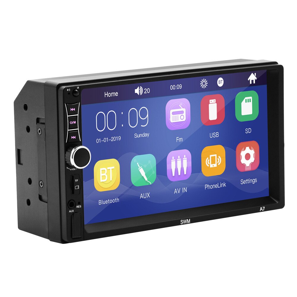 Reproductor MP5 para coche, 7 pulgadas, Bluetooth, estéreo, USB, AUX, FM, Pantalla remota táctil, Radio de Control DU55