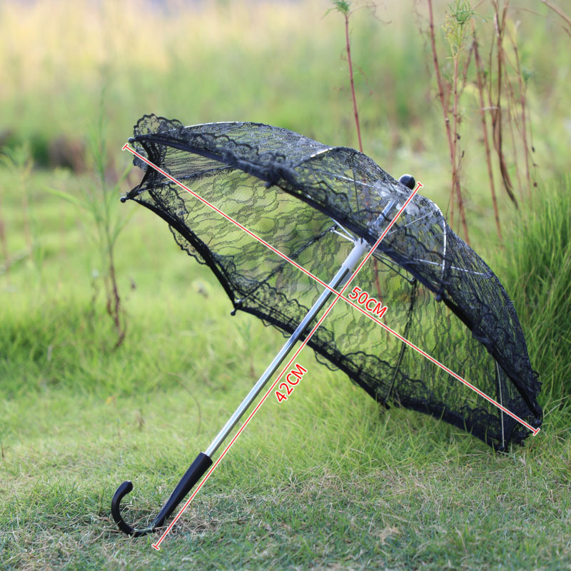 50/60cm Holzgriff Spitze Handwerk Regenschirm Promi schwarz Spitze Regenschirm Sonnenschirm Hochzeit Fotografie Braut Regenschirm Dekor: königlich Blau
