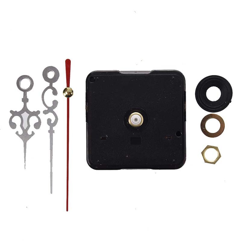 Clock Movement Mechanism with Silver Hour Minute Red Second Hand DIY Tools Kit