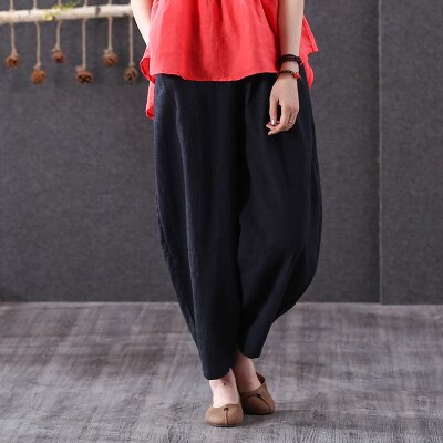 Lniane spodnie kobiet chiński styl lniane spodnie damskie w tradycyjny chiński spodnie FF820: 6 / L