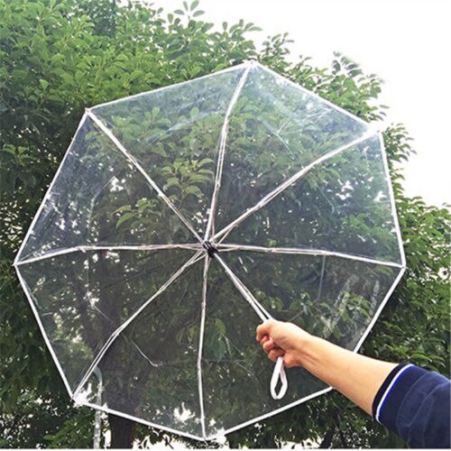 Automatisk åben tæt foldbar paraply kompakt vindtæt regn gennemsigtig km