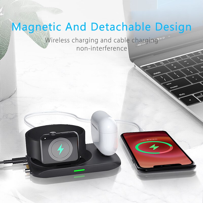 4 in 1 Qi Schnelle Drahtlose Ladestation Magnetische Drahtlose Ladegerät Mehrere Ladung Dock für iphone 12 Apfel Uhr Airpods Profi