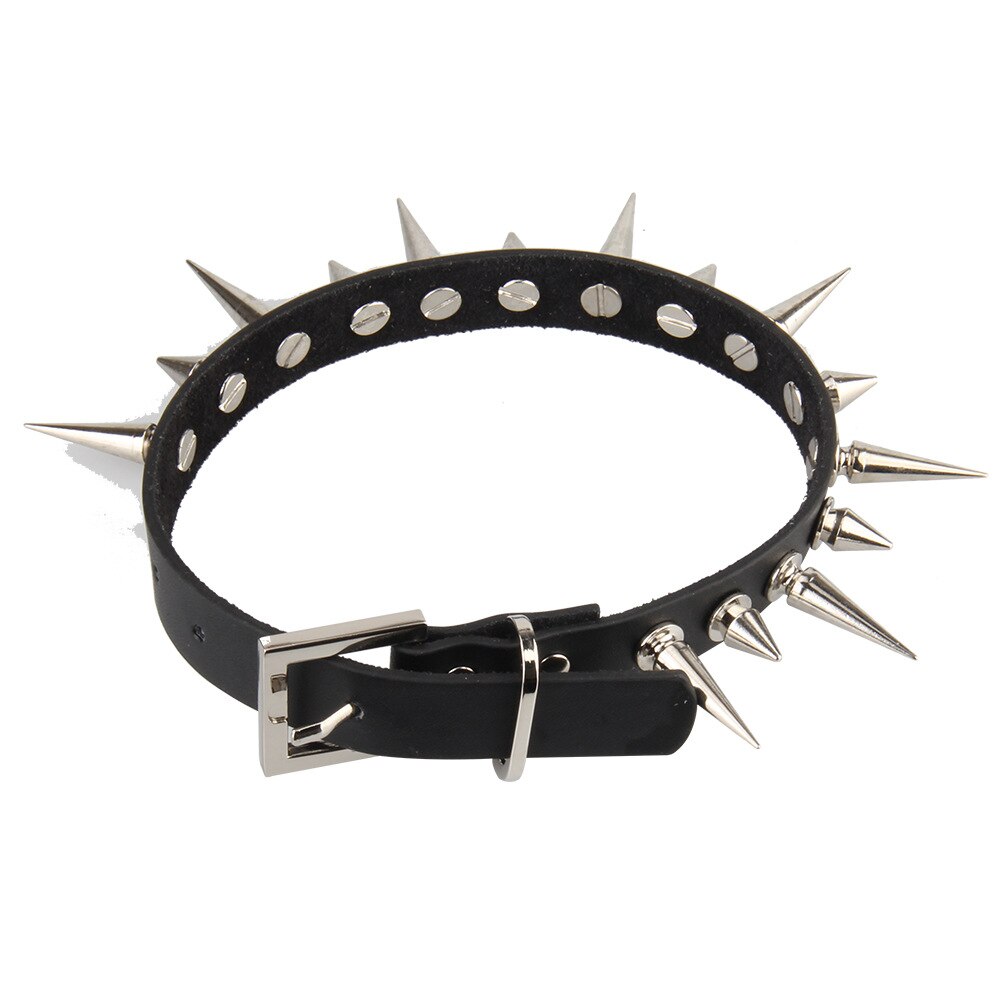 Punk spikad choker krage med spikar nitar kvinnor män emo studded chocker halsband goth smycken