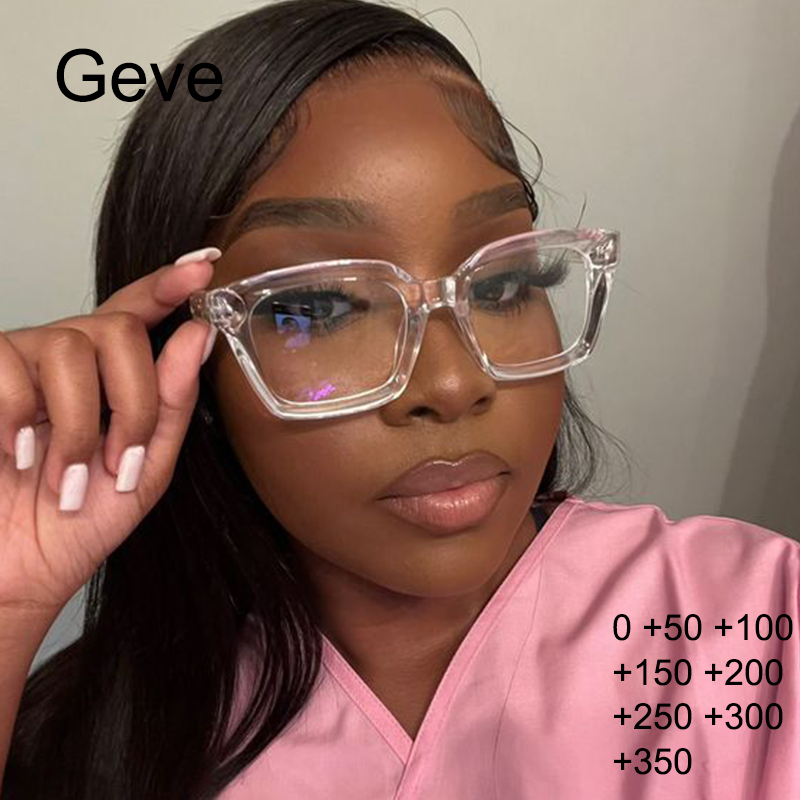 Montura de gafas de lectura cuadradas transparentes, gafas de protección contra luz azul de gran tamaño Unisex, gafas graduadas con lentes ópticas para mujer