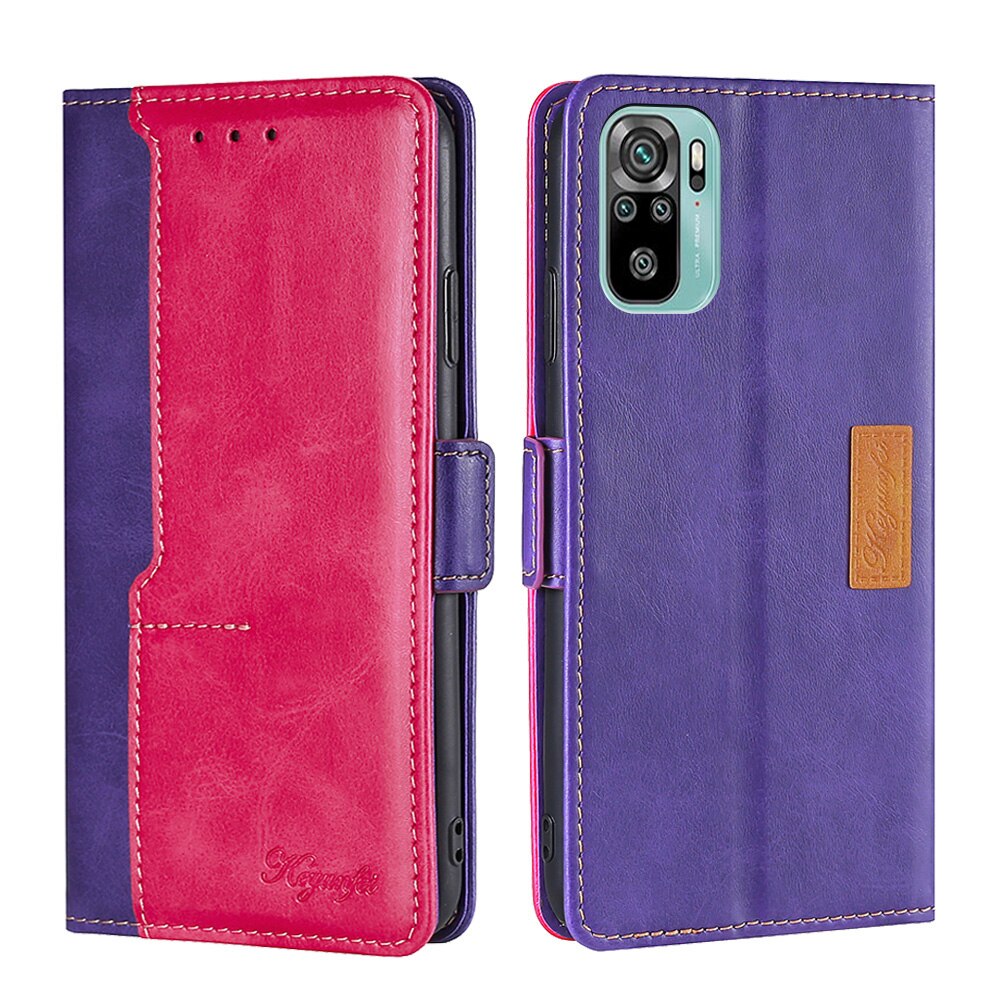 Para xiaomi redmi nota 10 4g 10s caso carteira livro magnético flip capa para redmi nota 10 note10s couro sacos de telefone titular do cartão: Redmi Note 10S / purple-pink