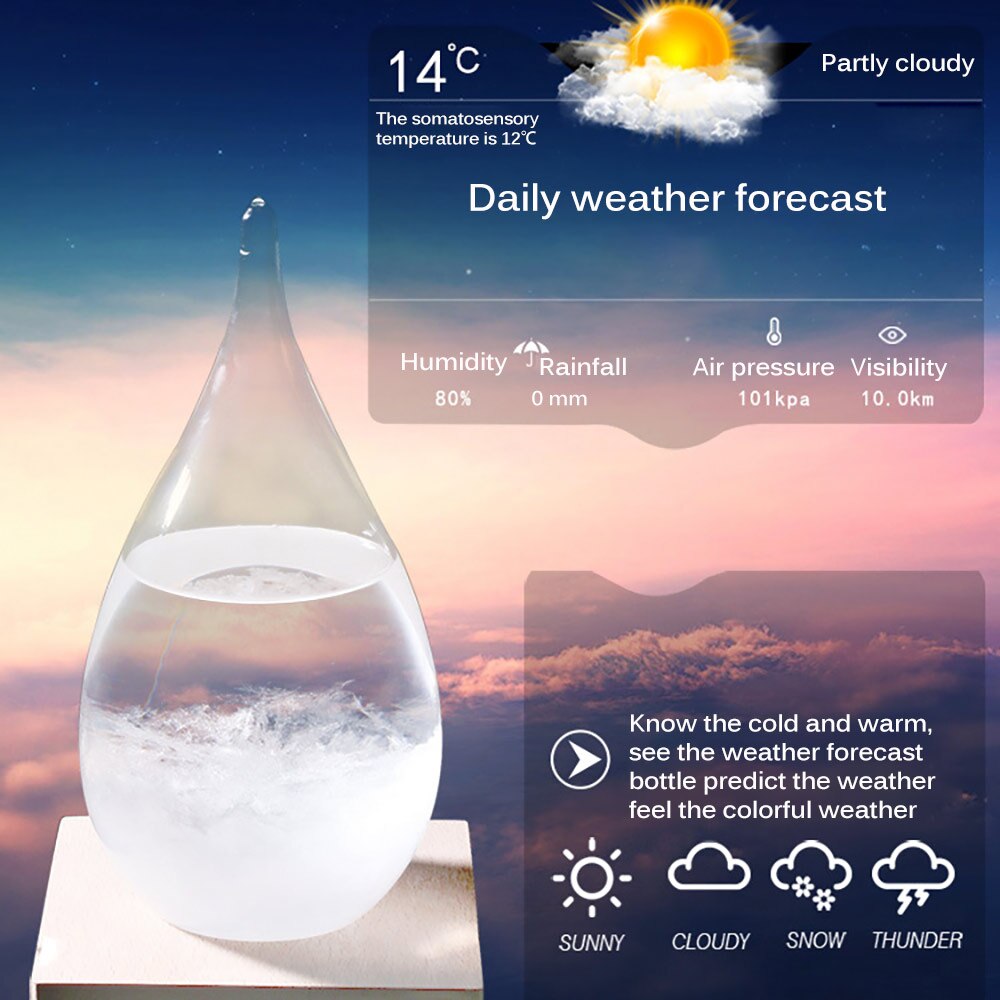 Transparante Druppelvorm Storm Glas Water Weer Storm Forecast Predictor Monitor Fles Barometer Home Decor