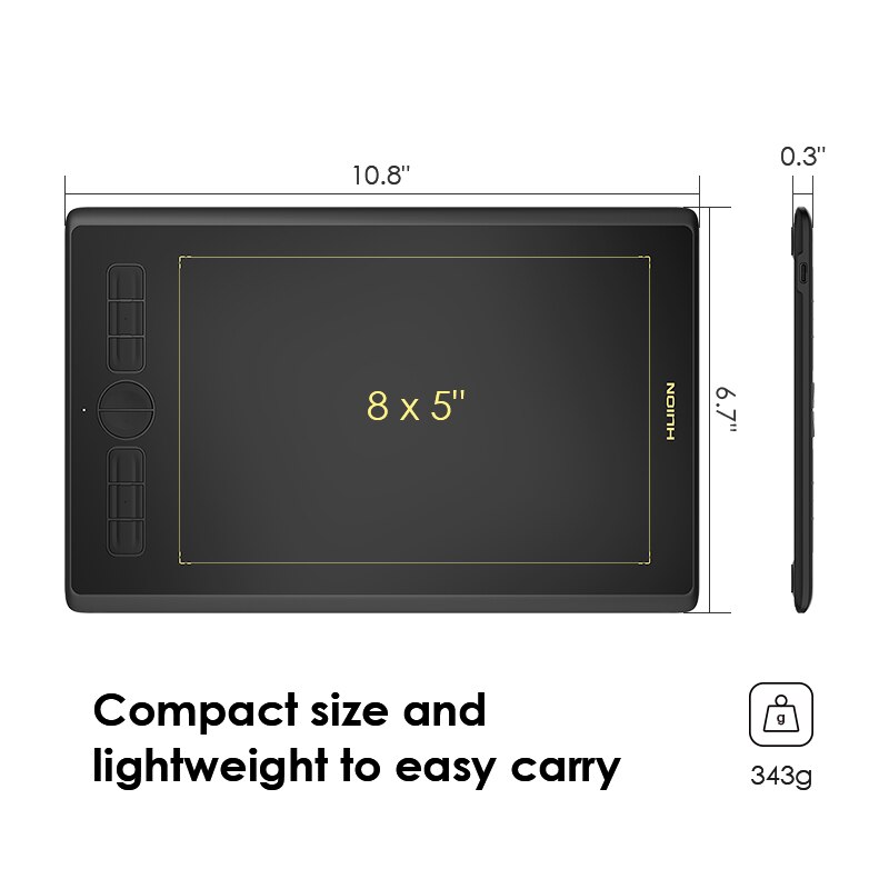 HUION Inspiroy H580X Graphics Tablet For Beginners Drawing 10th Anniversary Pen Tablet Android Support With 8 Programmable Keys