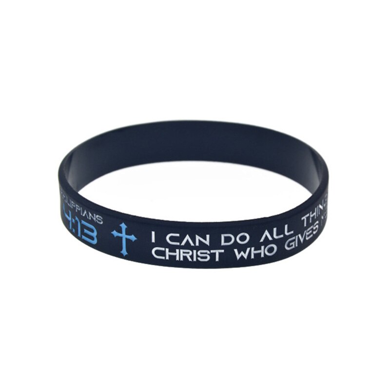 OBH 50PCS Philippians 4 13 I Can Do All Things Through Christ Who Gives Me Strength Silicone Wristband