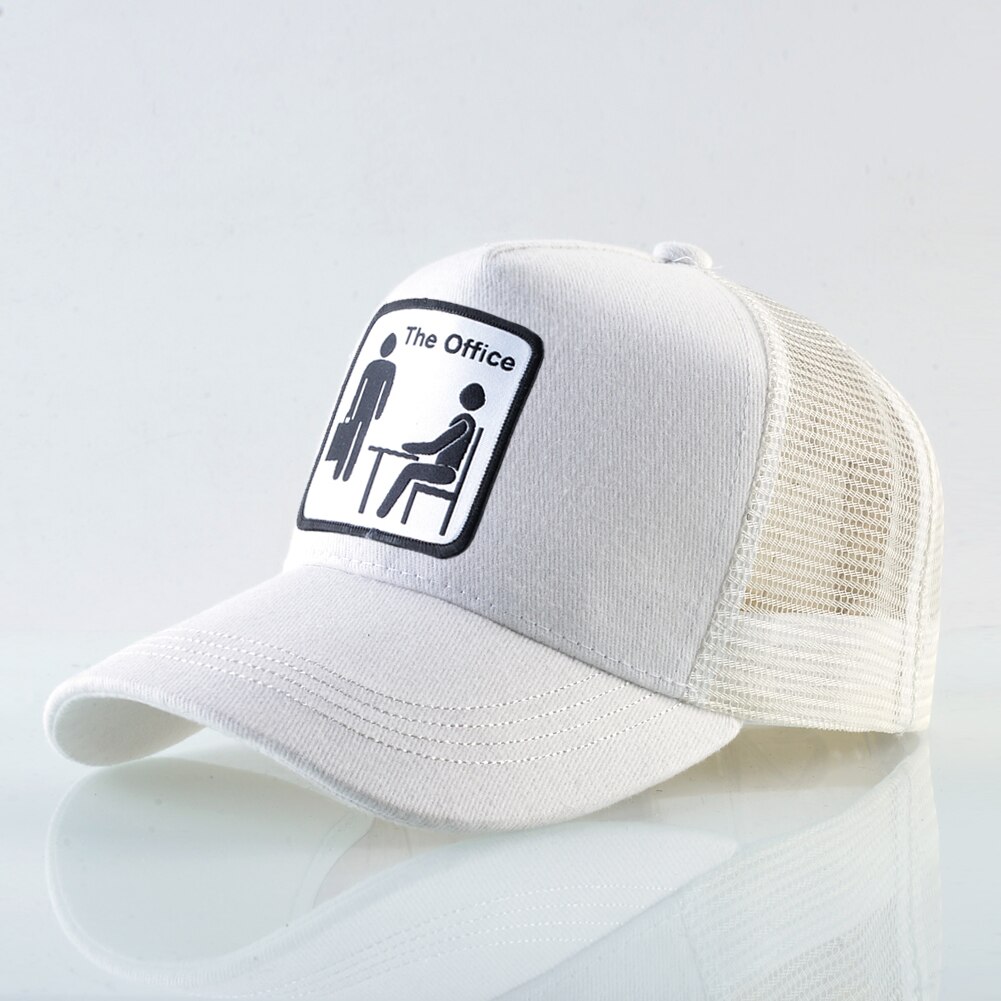 Trucker Caps Unisex Mesh Baseball Caps Men Women Outdoor Breathable Visor Hat Hip Hop Casquette The OFFICE Drake Bones: White1