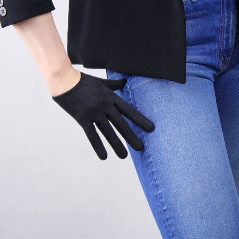 Guantes cortos de ante para guantes de mujer: Black