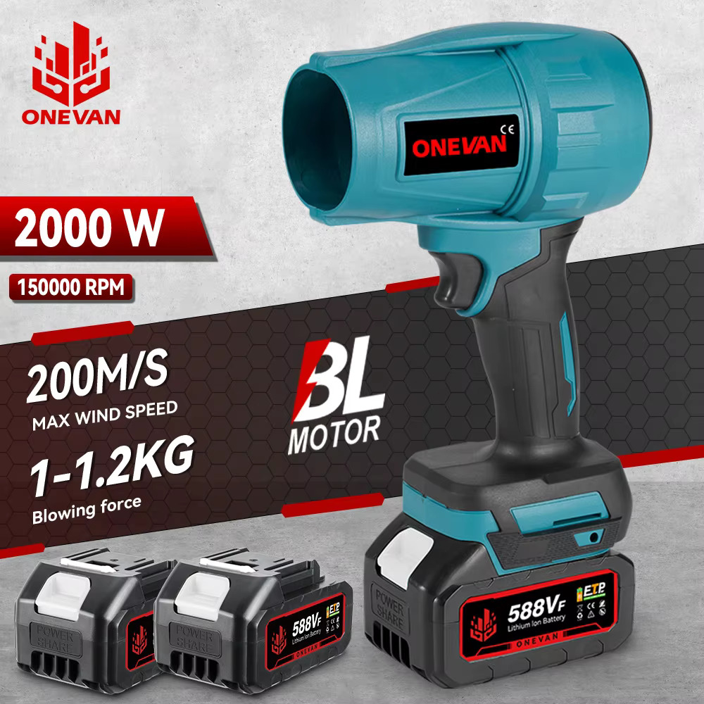 ONEVAN – ventilateur à Jet Turbo sans balais 200 M/S, 2000W, souffleur d'air électrique portatif sans fil, outil de dépoussiérage et de neige pour batterie Makita 18V