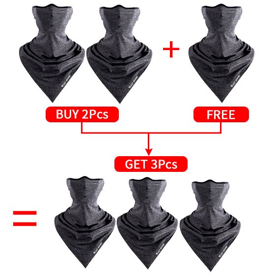 WEST BIKING Summer Breathable Cycling Face Mask Ice Fabric Bicycle Bandana Headwear Triangle Neck Scarf Fitness Sport Face Mask: Grey 3 Pieces