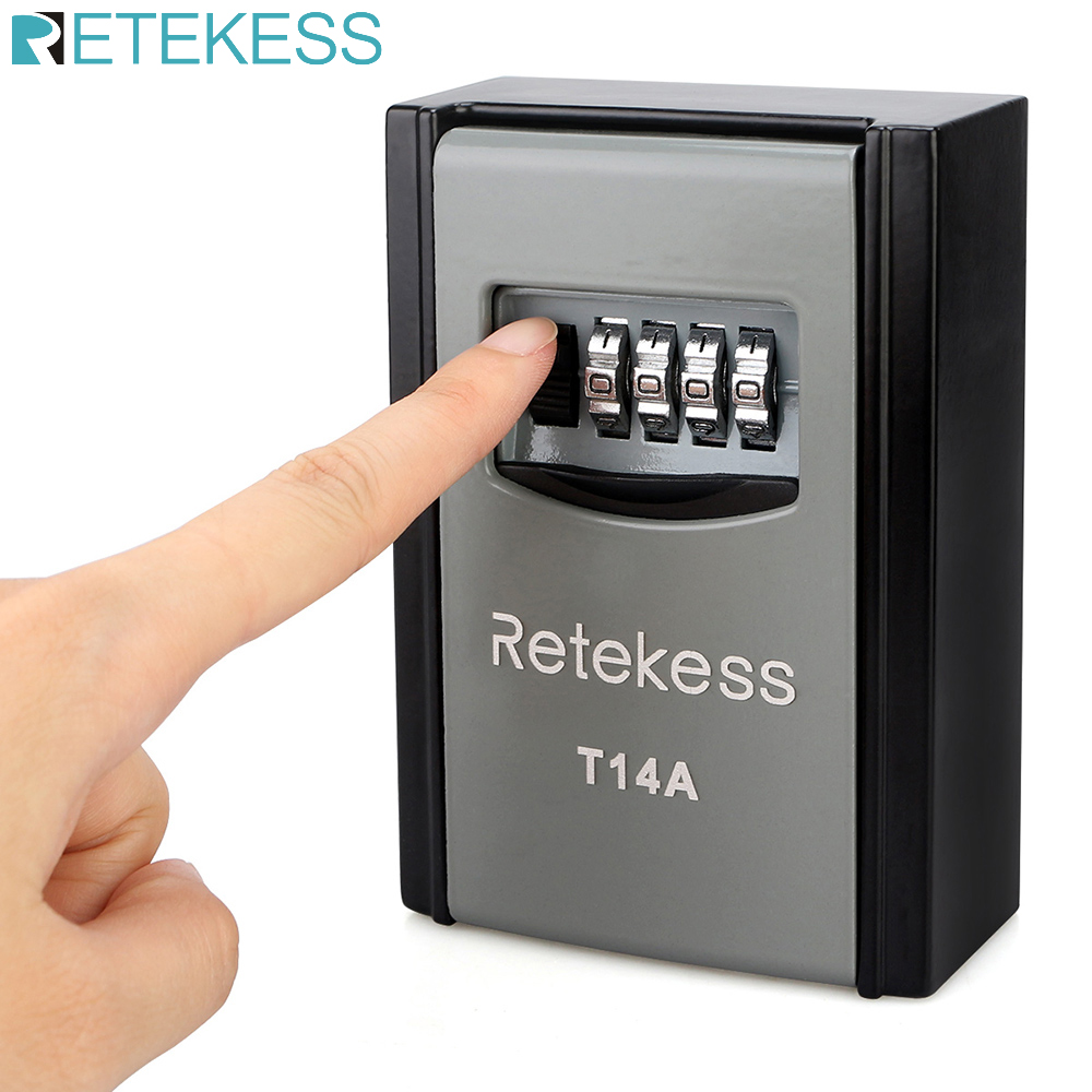 Retekess T14A Safe Key Box Wall Mounted 4 Password Keys Combination Lock Alloy Storage Store Key Storage Organizer Boxes