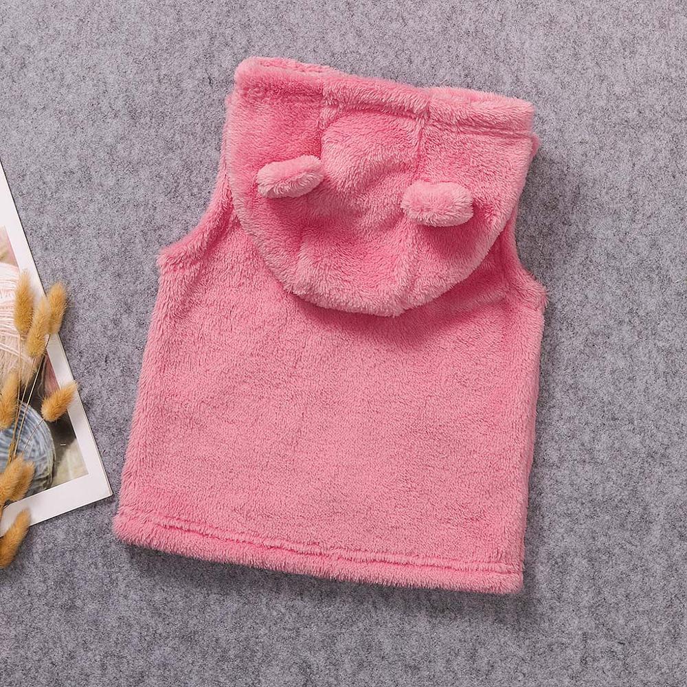 Baby Boys Girls Clothes Vest Warm Winter Infant Vest Sleeveless Coat Cartoon Fleece Hooded Outerwear Waistcoat Newest