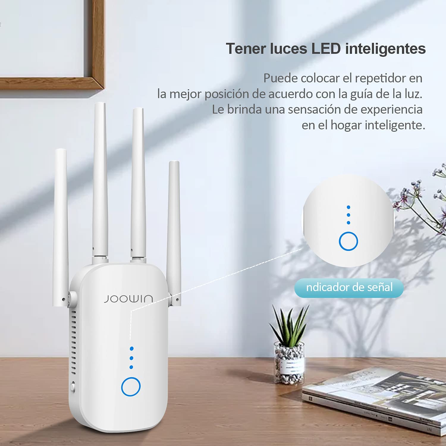 JOOWIN AC1200 Repetidor WiFi 2,4GHz&amp;5GHz Amplificador WiFi WiFi Range Extender WiFi Booster con Ap/Repetidor/Enrutador Modo,WiFi Repeater con 4*3 dBi Antenas y Puerto LAN/WAN