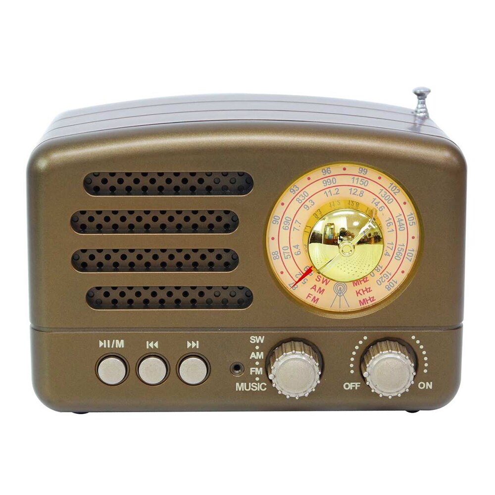 1PCs Red/Coffee Portable Vintage Retro Radio Bluetooth Speaker AM FM SW TF Card Slot USB Rechargeable Home Travel Mini Radio: Default Title
