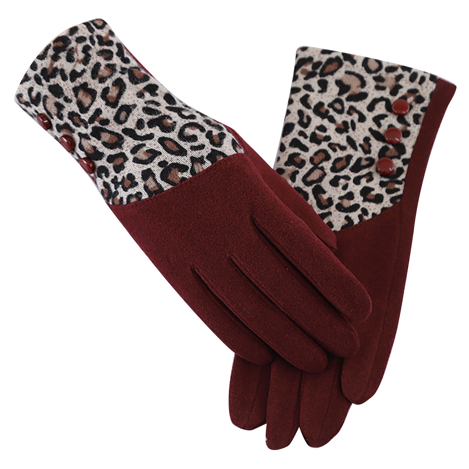 Guantes de mujer con estampado de leopardo, guantes con estampado de leopardo y pantalla táctil de lana para dedo índice, guantes de invierno para mujer