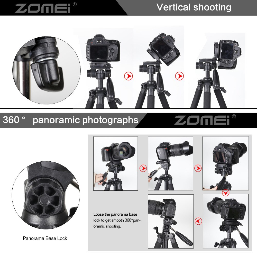 ZOMEI Q111 Aluminium Professionelle tragbar Reisen Aluminium Kamera Stativ &Ampere; Pfanne Kopf für SLR DSLR Digitalkamera