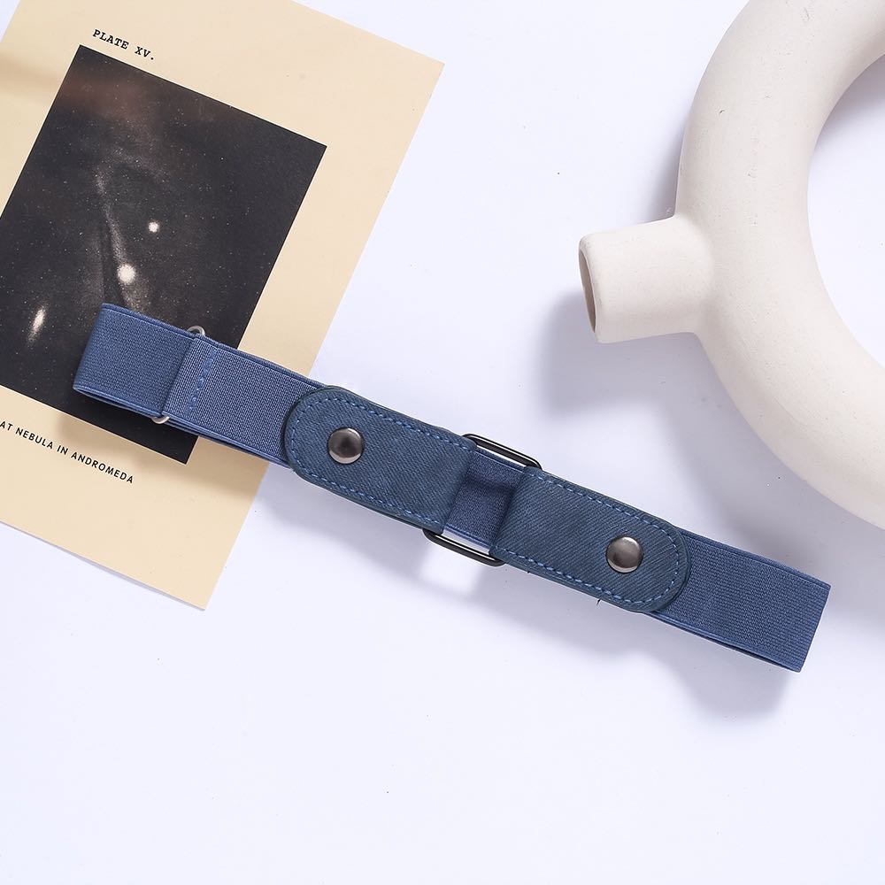 Buckle-Free Adjustable Elastic Stretch Belt, No Buckle Invisible Belt for Men Women Casual Jean Pant Dress, No Hassle Waist Belt: Navy Blue