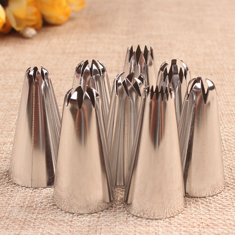 8Pcs Big Size Russische Pastry Icing Piping Nozzles Rvs Decorating Tip Cake Cupcake Decorateur Rose Accessoires Keuken