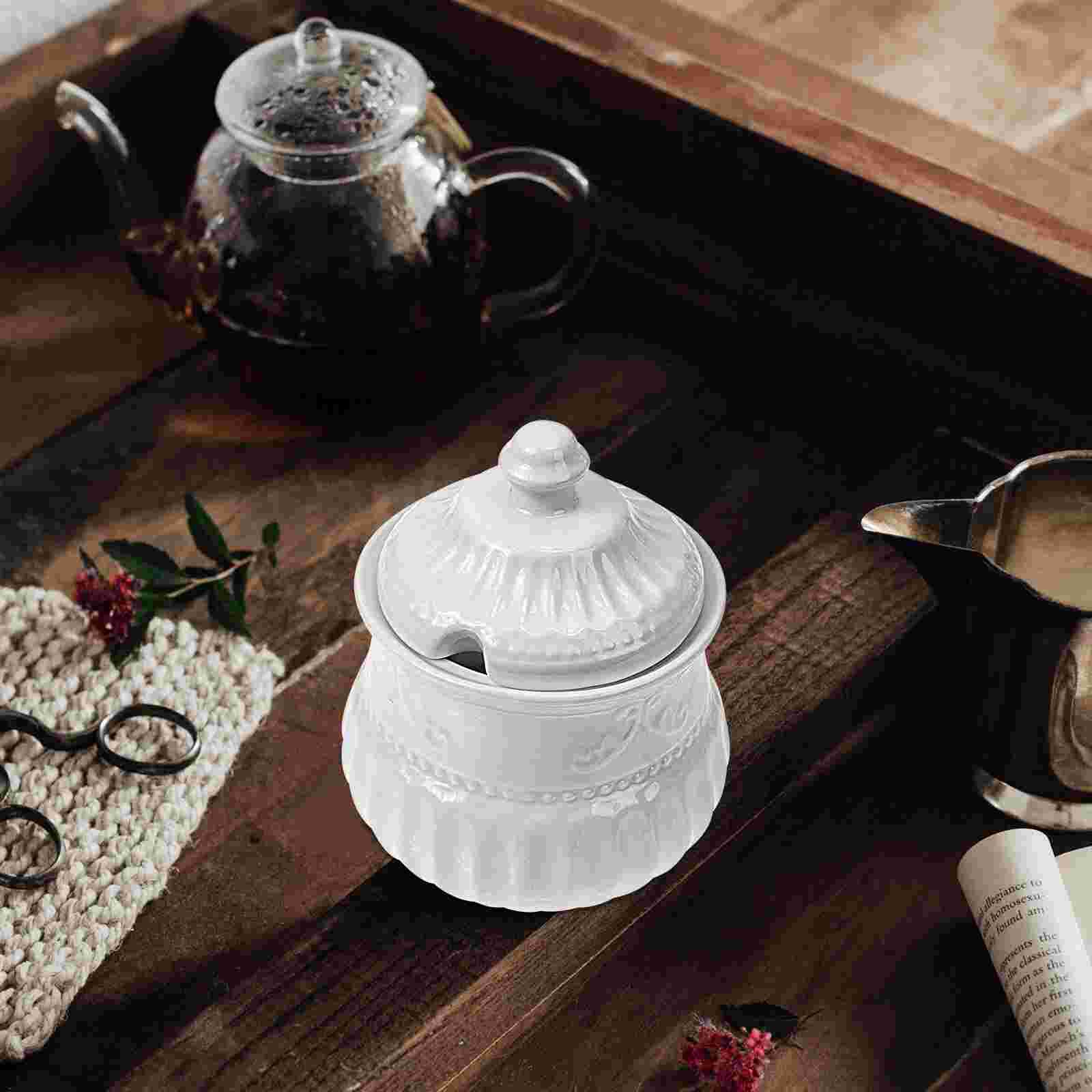 Ceramic Coffee Candy Holder Sugar Storage Jar Seasoning Jar Kitchen Supply