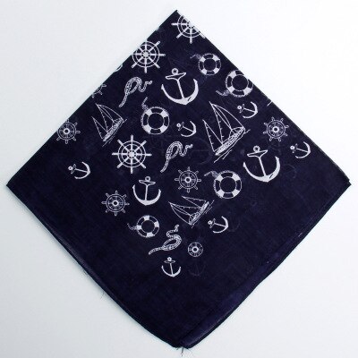 100% Katoen Wit Stoomschip Punk Hip Hop Hoofddeksels Hoofddoek Bandana Foulard Halsdoek Vierkante Sjaal Voor Vrouwen/Mannen/Jongens/Meisjes: Marineblauw