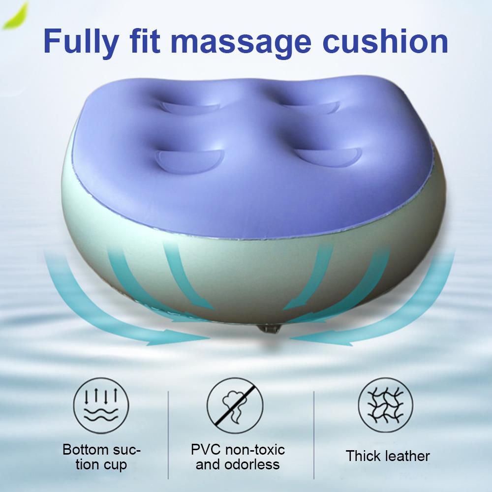 Blue Massage Cushion Multifunctional Spa Booster Seat Massage Cushion Inflatable Fill Water Pad Home Office Comfortable Cute