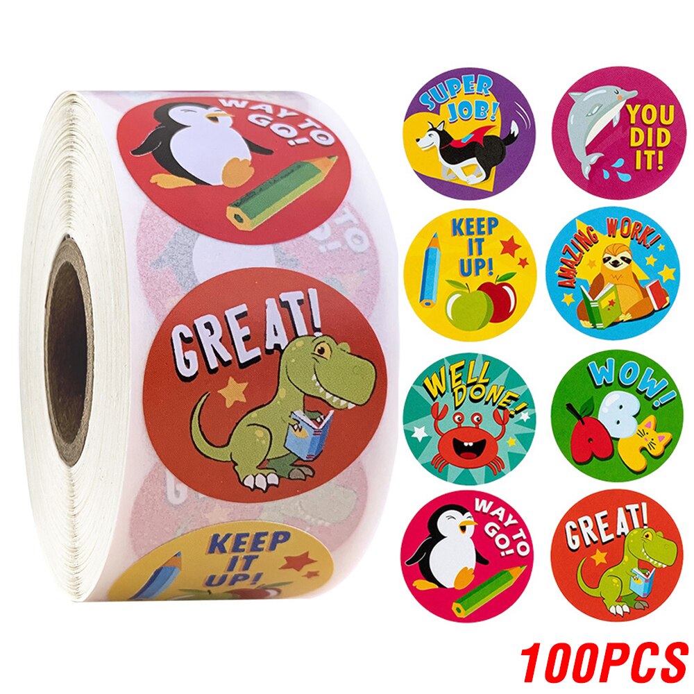 100-500pcs/roll Lovely Cat Stickers For School Reward Stickers Classroom Decoration Encouragement Sticker For Student Teacher: Chocolate