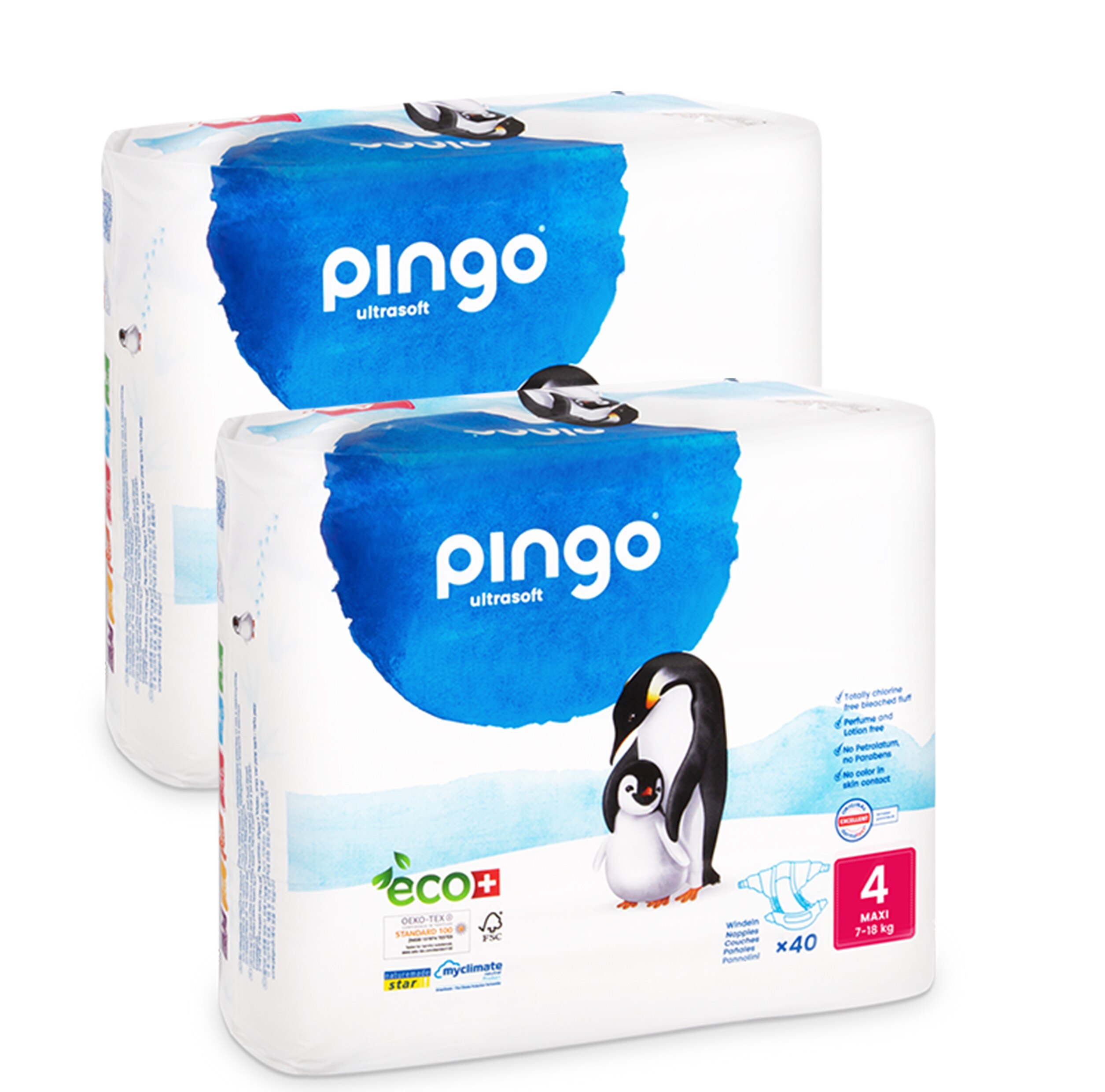 Pañales Ecológicos Pingo Talla 4 Maxi - Caja de 2x40