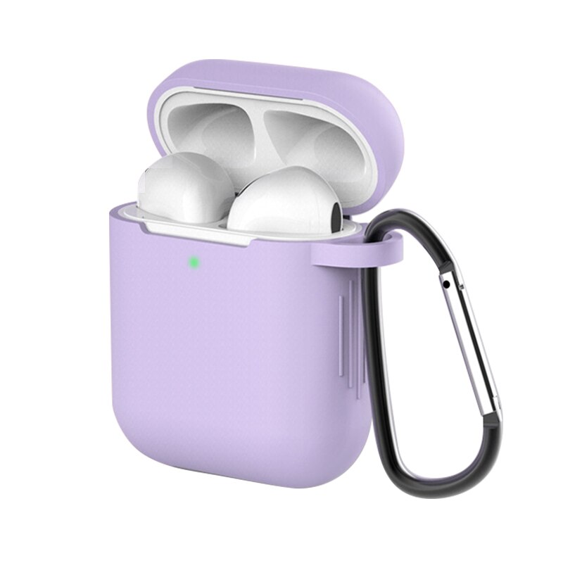 Krzemu skrzynka dla Apple Airpods 1/2 pokrywa ochronna słuchawka Case słuchawki przypadki ochronne dla Apple Airpods 2/1 okładka: Light purple