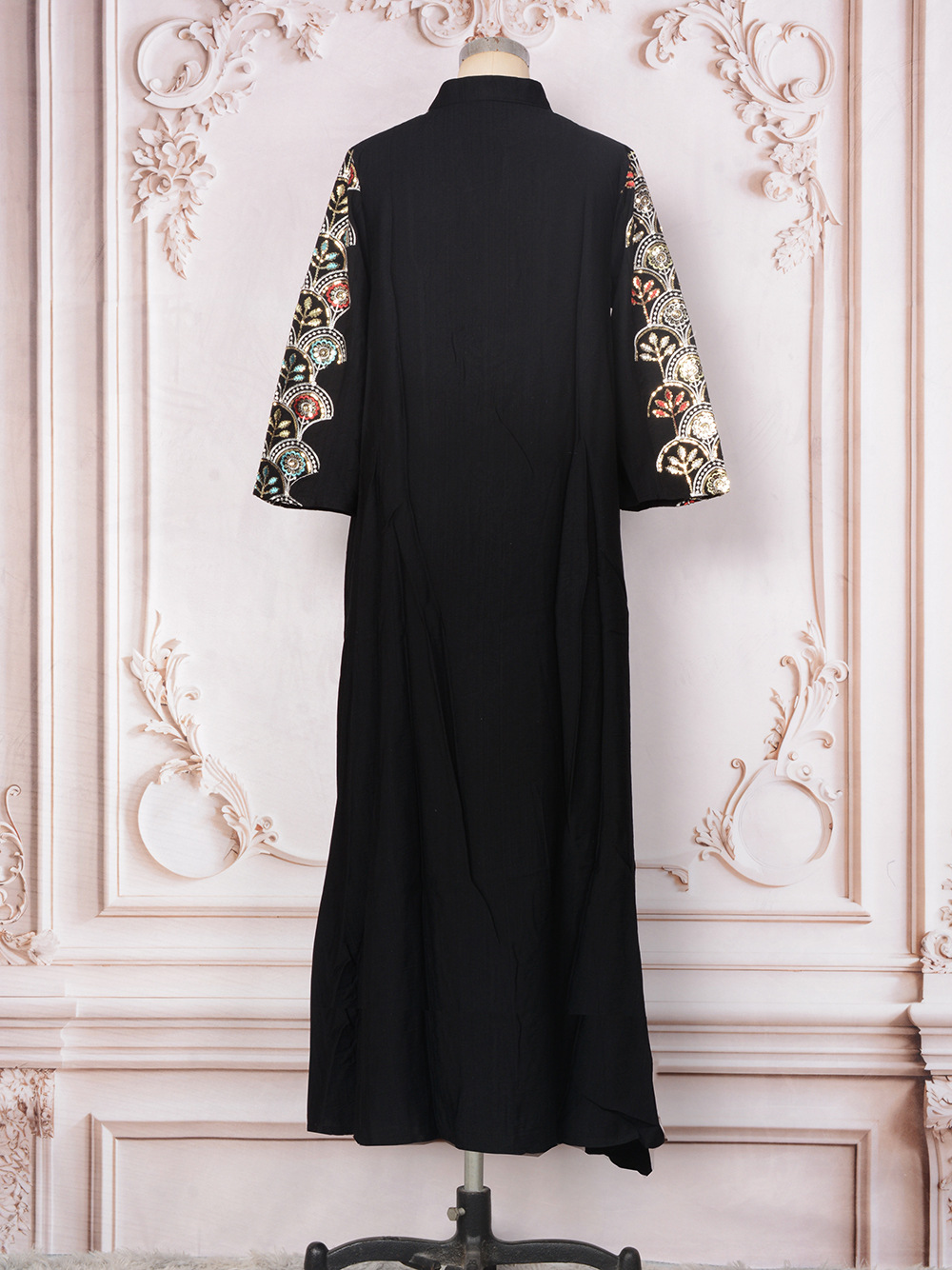 Abaya Marokko Kaftan Stickerei Pailletten Lange Kleid Dubai Abayas Islam Vestidos Eid Muslimische Frauen bescheiden Party Kleider Jalabiya